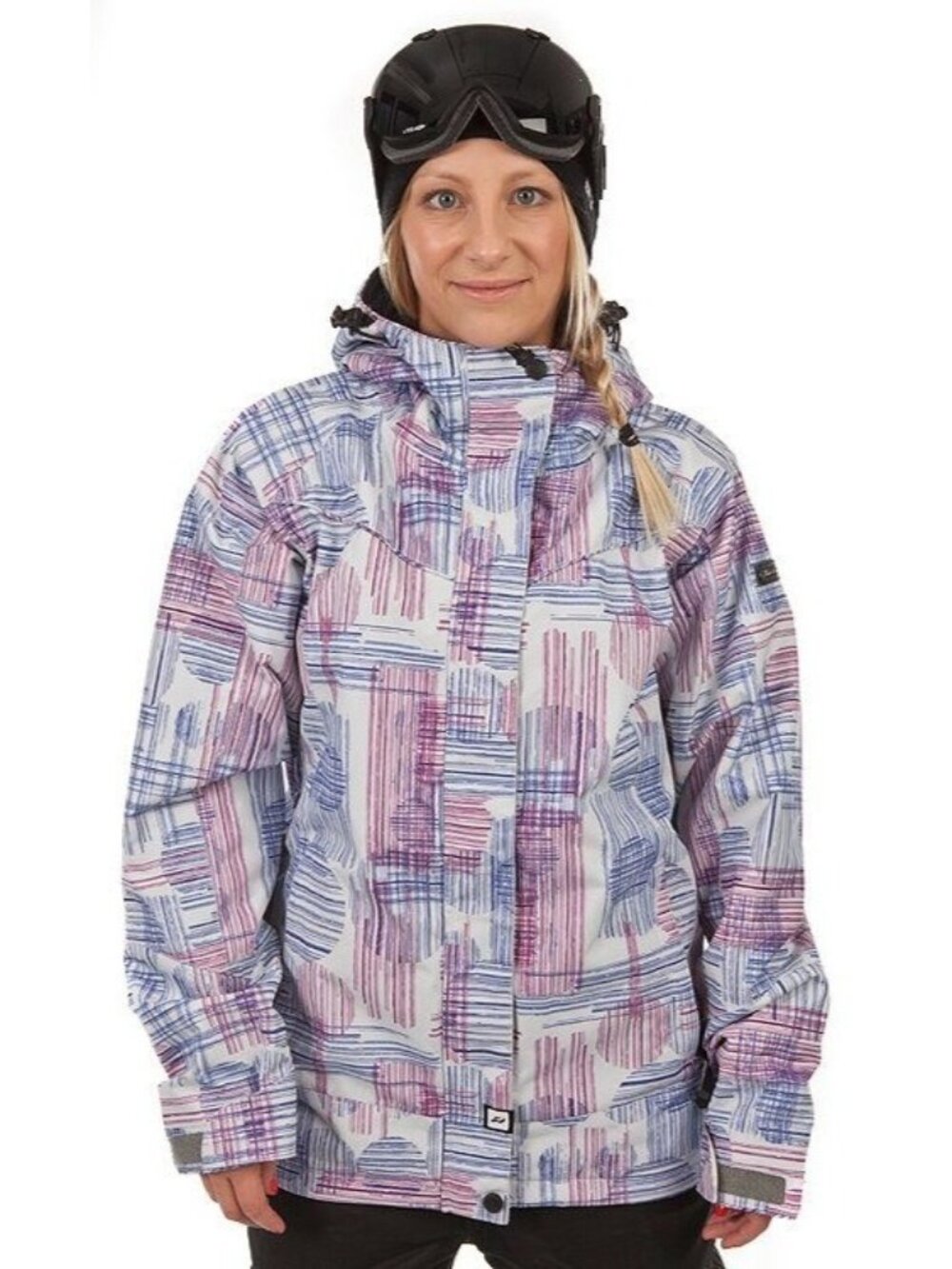 Ride Snowboarding Jacket Women's M Circle Line Print Hooded Insulated Multicolor